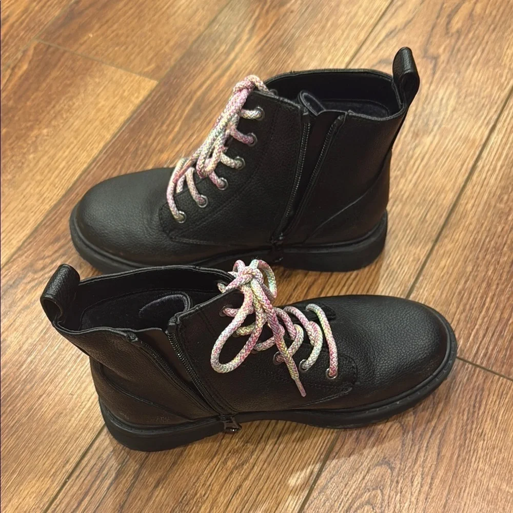Black Boots with Multicolor Laces